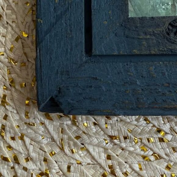 Distressed Navy Frame with Painted Tulips Shabby Chic Accent - Picture 5 of 6